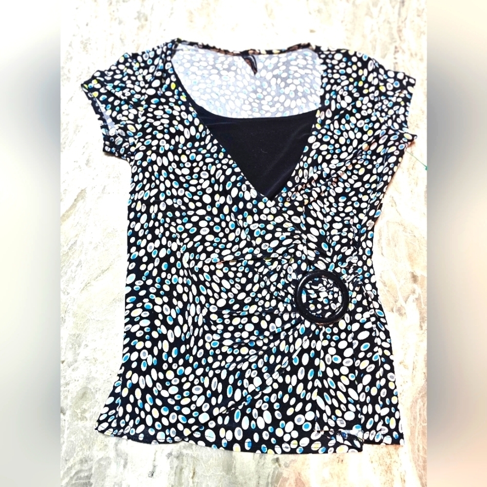 Jason MAXWELL & Well Dot Print Ring Accent Sleeveless Top – Size Large